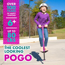 Flybar Jolt Pogo Stick for Kids Ages 6 and Up, 40 to 80 Pounds, Perfect for Beginners, Easy Grip Foam Handles, Anti-Slip Foot Pegs, Outdoor Jumper Toys for Boys & Girls, Outside Toys for Kids