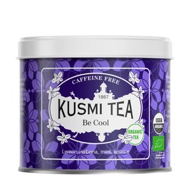 Kusmi Tea Be Cool Organic Plants with Peppermint, Freshwood and Apple - Caffeine-Free Herbal Tea - 90 g Metal Tea Tin