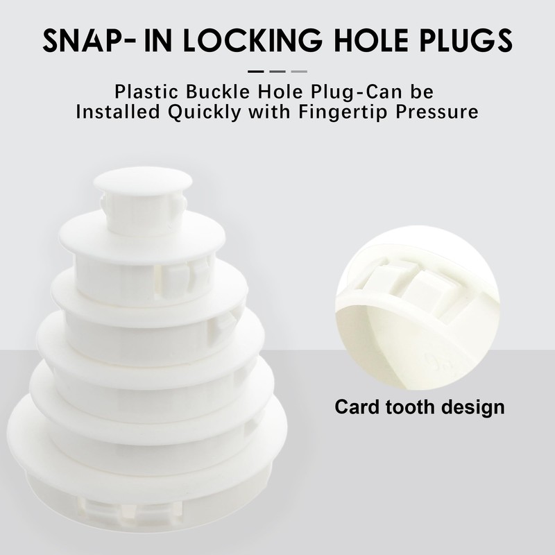 BOPOREAE 5/8 In/16 mm White Plastic Hole Plugs, Snap in