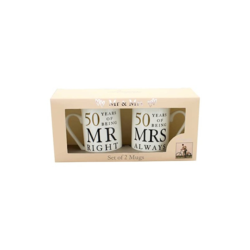 Widdle Gifts Ltd 50th Anniversary Set of 2 China Mugs