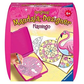 Ravensburger Mandala Designer Mini Flamingo 28520, Learning to Draw for Children from 6 Years, Drawing Set with Mandala Stencil for Colourful Mandalas