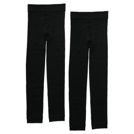 USK STORE Black Fleece Lined Leggings Set of 2, 10/4 Length Spats, Kids Commuting to School or Kindergarten, Solid Color, Black