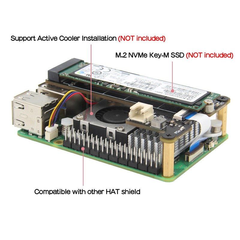 Geekworm X1001 V1.1 PCIe NVMe M.2 SSD 2280 Expansion Board