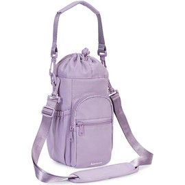 sportsnew Water Bottle Holder with Strap 32oz 40oz Insulated Water Bottle Carrier Sling Bag with Phone Pocket Water Bottle Sleeve for Walking Hiking - Color: Purple