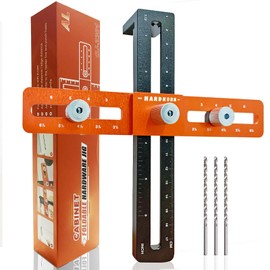 HARDHORN Cabinet Hardware Jig, Adjustable Cabinet Handle Template Tool for Door Knob and Drawer Pulls, Woodworking Installation Tools, Punch Locator Drill Guide