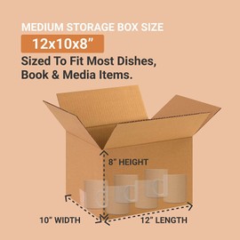 AVIDITI Moving Boxes Medium 12"L x 10"W x 8"H, 25-Pack | Corrugated Cardboard Box for Packing, Shipping and Storage 12108