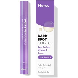 Hero Cosmetics Sérum Corrector de Manchas Oscuras con 15% de Vitamina C y Ácido Hialurónico. Mejora la Apariencia de las Marcas Posteriores a Imperfecciones en 7 Días. Aplicador Giratorio y Punta de B