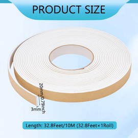 BENECREAT Total Length 32.8 ft (10 m) Width 0.8 inches (2 cm), EVA Foam Rubber Tape, Thickness 0.1 inch (3 mm), Hat Tape, Size Adjustment Tape, Sweat Belt, Gap Tape, Cushion Tape, Crevice Prevention,