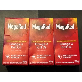 MegaRed 350mg Superior Omega-3s Krill Oil, 3 Boxes 60ct 9/2026