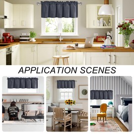 DWCN Dark Grey Valance Curtains for Windows, 18 Inch Curtains Kitchen Valance Solid Short Topper, Bathroom Window Curtains - 1 Panel, 42 X 18 Inch