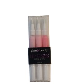 Glam & Beauty Ultra Shine Lip Gloss, 0.05 oz, 3 count (Pastel Pink)