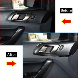 METYOUCAR 100% Real Carbon Fiber Inner Door Handle Bowl Decoration Ring Trim Cover for 2015-2021 Ford Ranger Car Accessories(2pcs)