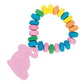 Fun Express Easter Candy Stretchable Bunny Bracelets - Great for Easter Egg Hunts and Other and Spring Celebrations (12 Pieces)