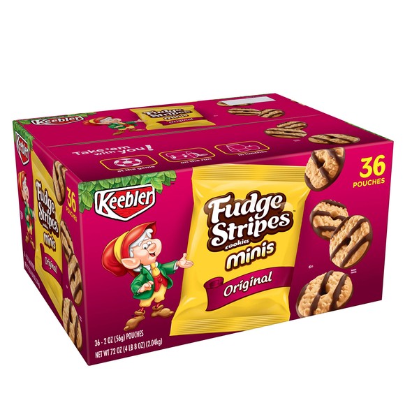 Keebler Fudge Stripes Cookies Minis, Original, 2 Ounce (Pack of 36)