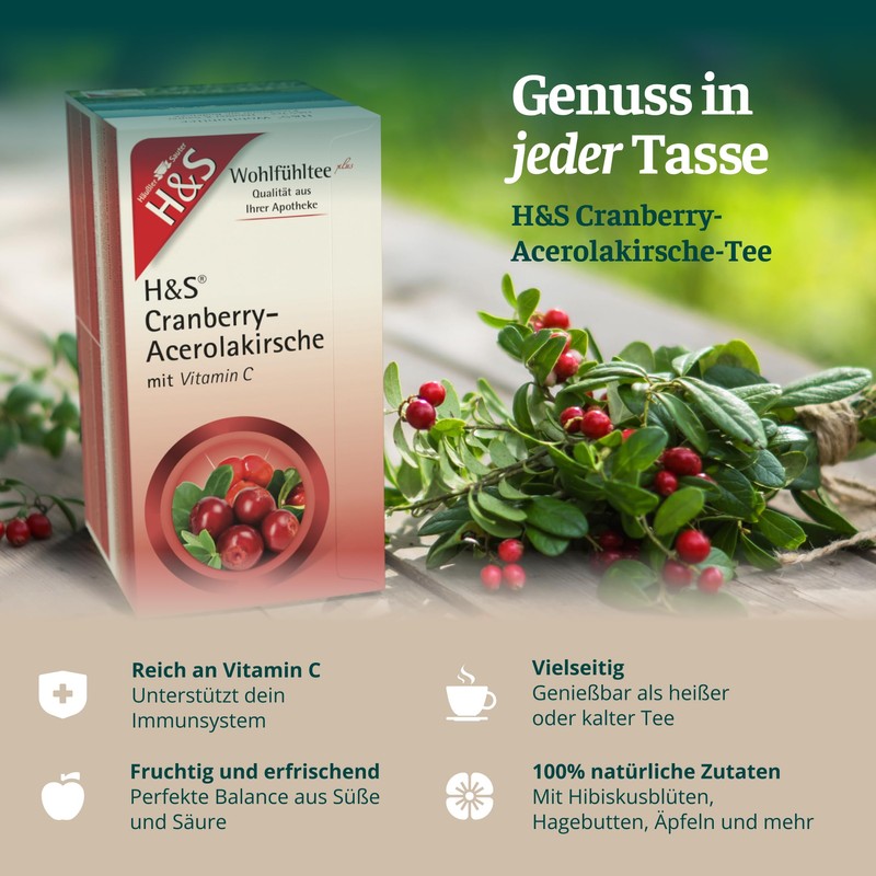 H&S Cranberry Acerola Cherry with Vitamin C Tea: Fruity Sweet