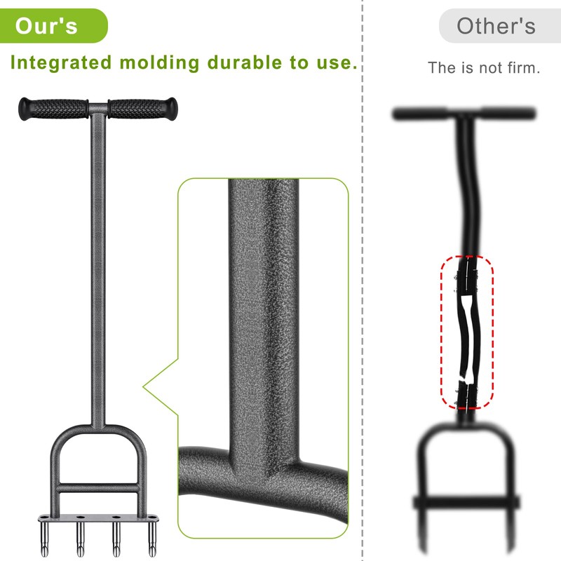 Dolibest Lawn Coring Aerator, Stainless Steel 4 Corer Plug Aerator