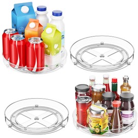 Optish 3 Pack Lazy Susan Organizer, 9.5 Inch Lazy Susan Turntable for Cabinet, Refrigerator Organizer for Pantry Organizers and Storage, Non-Skid Fridge Organizer