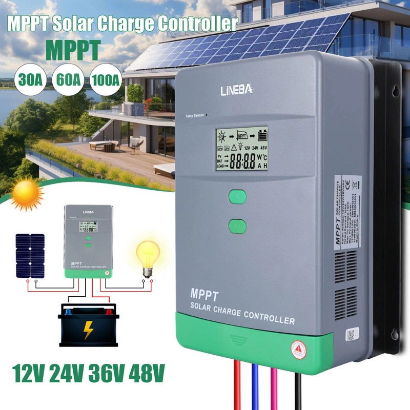 LINEBA 5200W 100A MPPT Solar Charge Controller 12V/24V/36V/48 - 100A