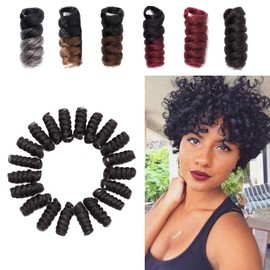 S-noilite [3 packs] Short Curls Crochet Hair Braids for Black Women 12mm Jamaican Bounce Curls Jump Wand for DIY Mohawk Afro Twist Braided Wigs Braiding Hair Extensions (10",Dark Brown)