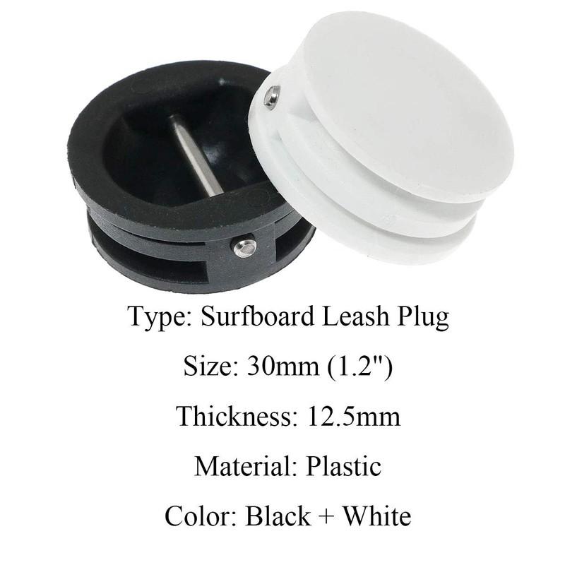 Pro Bamboo Kitchen 2pcs Surfboard Leash Plugs White and Black