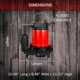 Red Lion RL-50SC 1/2 HP, 115-Volt, 4000 GPH, Cast Iron Sump/Effluent Pump with Snap-Action Float Switch, Red, 14942653