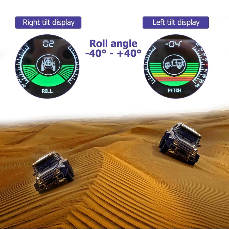 Sharainn Angle Declinometer, Universal Intelligent Car Inclinometer Tilt Gauge HUD