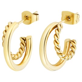 ARTIQO Weekend Stainless Steel Hoop Earrings (Gold, Silver) - Hoop Earrings, Statement Hoop Earrings for Women - Waterproof and Skin-Friendly - Premium Quality Surgical Steel, Stainless Steel