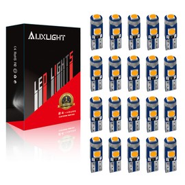 AUXLIGHT - 20 bombillas LED T5 para tablero de instrumentos 3030, chipsets 74, 37, 27, 17, 2721, reemplazos para puerta interior, panel de instrumentos, luz ámbar amarillo