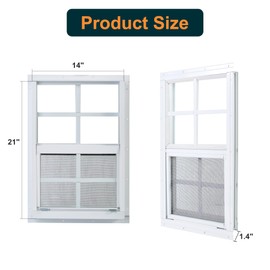 Kevirice Shed Window 2 Pack 14"X21" White Flush Mount Small Sliding Household Windows with Tempered Glass and Fiberglass Screen for Shed,Chicken Coop, Playhouse,Barns,Garage
