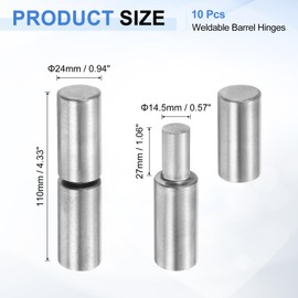 uxcell 10Pcs Weldable Barrel Hinges, 4-3/8" x 15/16" Carbon Steel Heavy Duty Detachable Weld on Door Hinges for Metal Gate Swing Door Trailer Ramp