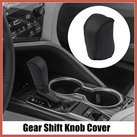 ACROPIX Black Car Genuine Leather Stick Shift Cover Gear Shift Knob Cover for Toyota Camry 2007-2011 Black Line Car Parts