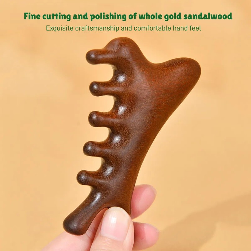 4-in-1 Gua Sha Massage Tool, Natural Wood Face Massager