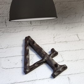 BetLight Cast Iron House Numbers-5 Inch Rustic Address Number- Solid & Heavy Duty/Easy Install with Matching Screws-Number 4