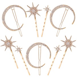 Hair Pin Rhinestone Moon Hair Accessories Women Girls Star Hair Clips Vintage Set Simple Elegant for Thick Thin Hair 9 Pieces
