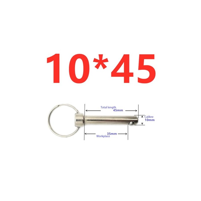 5 Pcs Quick Release Pins, 10mm x 45mm Carbon Steel