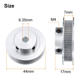 uxcell GT-2 Pulley Synchronous Wheel 60 Teeth 6.35mm Bore, Fit with 6mm Width Belt, Aluminum Alloy Timing Pulley Wheel with a Wrench for 3D Printer, CNC Machine