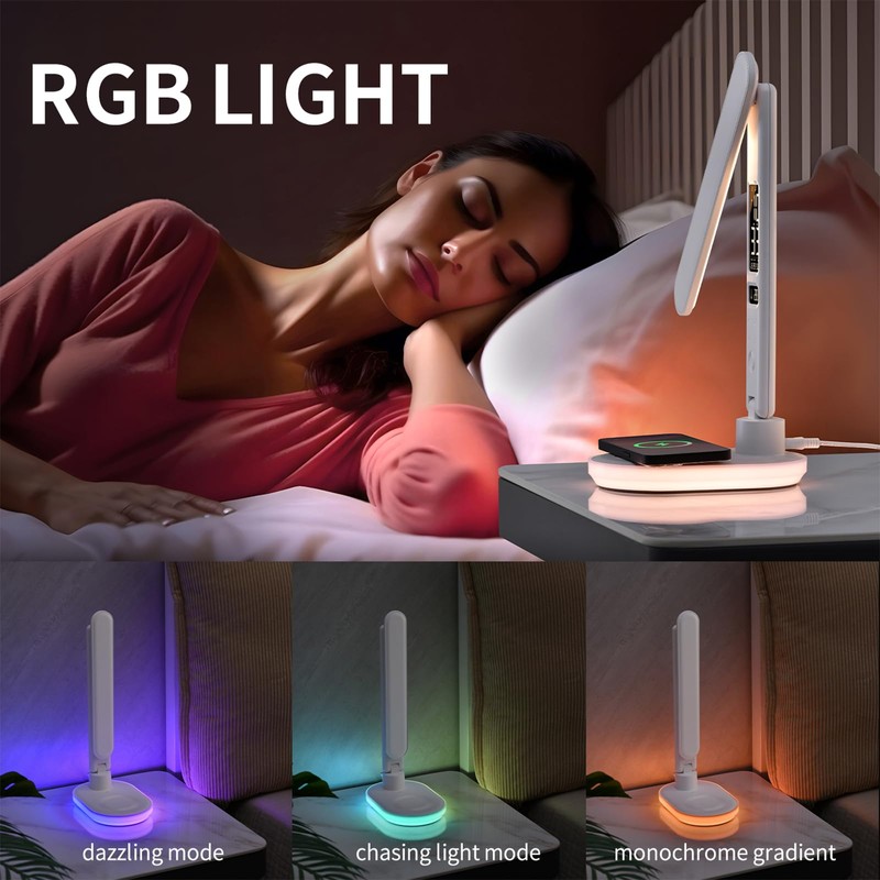 Morwealth LED Desk Lamp with 10W QI Wireless Charging, Flexo