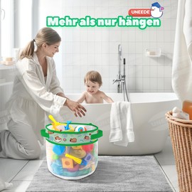 UNEEDE Bath Toy Storage with 3 Compartments, Bath Toy Storage, Bath Toy Storage Bag, Bath Toy Hanging Organiser Bag, Bath Toy Mesh