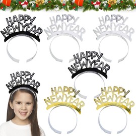 Pack of 6 New Year's Eve Headbands, Happy New Year Headpiece, New Year's Eve Decoration Tiara Headband, New Year Photo Props, New Year's Eve Headband Headpiece, Christmas Hair Accessories, Party