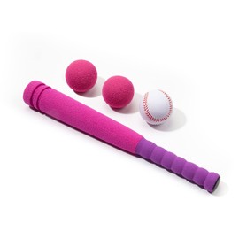 CeleMoon Ultra Soft Kids Foam Baseball Bat Toy Set with 2 Balls, 16.5 Inch [Mini Size] Gift for Toddlers Girls Age 3 4 Years Old Indoor Outdoor Sport T Ball Wiffle Bat Playing Sport Game, Pink