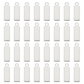 UNICRAFTALE Pack of 200 Rectangular Pendants Stainless Steel Pendants 13 mm Long Small Pendant Tiny Blank Stamp Pendant for DIY Key Chain Earrings Bracelet Necklace Jewellery Making, Non-precious