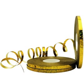 3 Rolls Gold Curling Ribbon Assortments for Gift Wrapping, Balloons Ribbon for Bouquets, Wedding, Birthday Decoration (Gold, 3/16 inch)