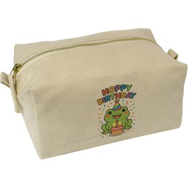 'Happy Birthday Frog' Canvas Wash Bag/Makeup Case (CS00045552)