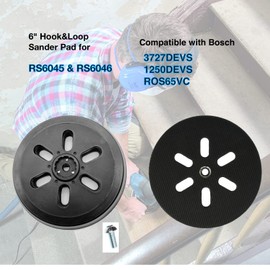6 Inch 6 Hole Hook and Loop Sander Hard Backing Replacement Pad for RS6045 & RS6046,Compatible with Bosch 3727DEVS 1250DEVS ROS65VC Orbital Sander