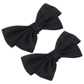 Vaguelly 1 Pair Bow Shoe Clip, Bow Shoes Jewelry Clips, Classical Black Bowknot Shoe Buckle Shoe Decoration, Removable Shoe Buckle Black Shoe Bow Shoe Charms for Pumps Flat Wedding Party