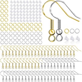 Hypoallergenic Earring Hooks 150 PCS/75 Pairs, 925 Sterling Silver Ear Wires Fish Hooks,500pcs Earring Making Kit with Jump Rings and Clear Silicone Earring Backs Stoppers for DIY Jewelry Making