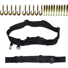 Fishing Belts Rod Holder,3rd Hand Belt,Fishing Wading Belt,Fishing Belts Outdoor Lure Fishing Essential Tool with 20pcs Soft Lure