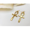 Egyptian Ankh Earrings - Bright Gold Finish - Extra Large