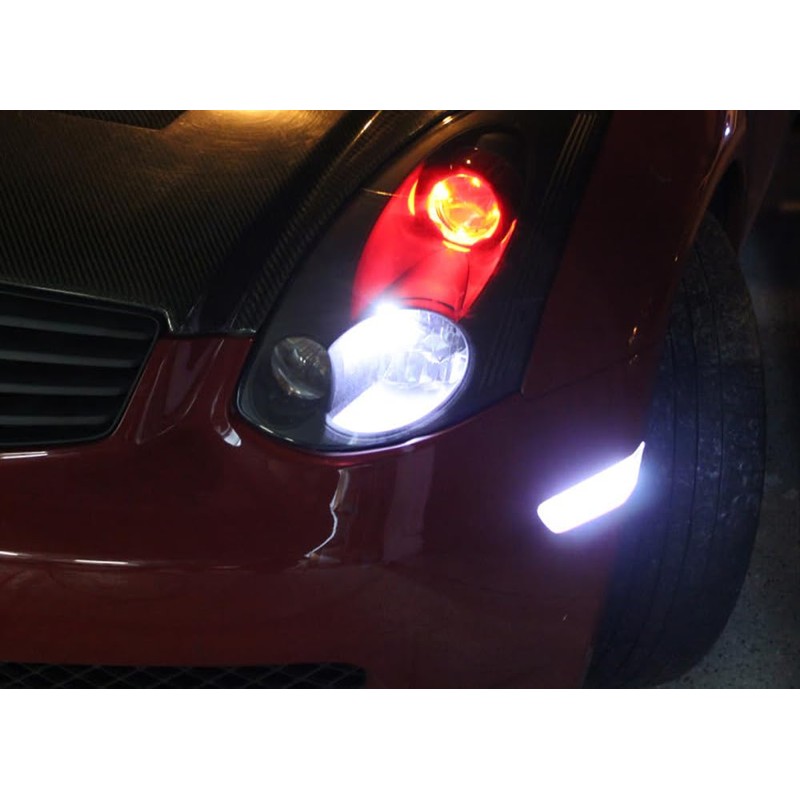 iJDMTOY Black-Out Smoked Lens White Full LED Front Fender Side