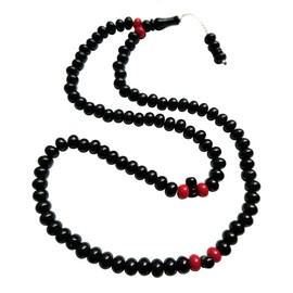 TheTasbih® Large Durable Black Plastic Tasbih with 9mm Beads - Sturdy Muslim Rosary - 6 Red Accent Beads